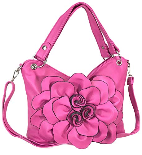 Zzfab Big Flower Purse with Clasp Fushia