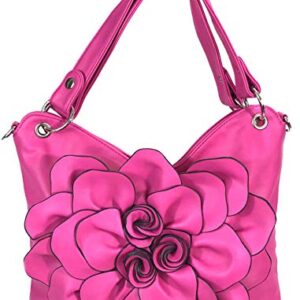 Zzfab Big Flower Purse with Clasp Fushia