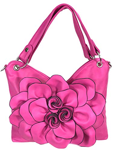 Zzfab Big Flower Purse with Clasp Fushia