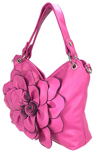 Zzfab Big Flower Purse with Clasp Fushia