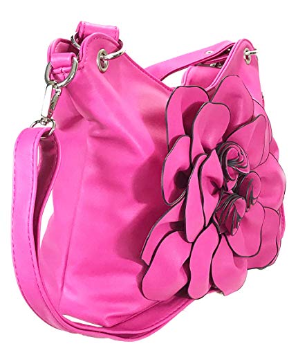 Zzfab Big Flower Purse with Clasp Fushia