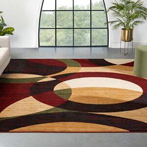 well woven dulcet bingo red modern geometric area rug (7’10” x 9’10”)