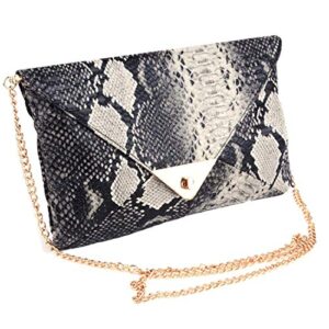 women snakeskin envelope clutch bag crossbody purses with chains evening party prom shoulder messenger handbags