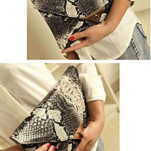 Women Snakeskin Envelope Clutch Bag Crossbody Purses With Chains Evening Party Prom Shoulder Messenger Handbags