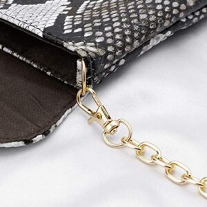 Women Snakeskin Envelope Clutch Bag Crossbody Purses With Chains Evening Party Prom Shoulder Messenger Handbags