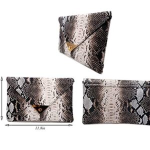 Women Snakeskin Envelope Clutch Bag Crossbody Purses With Chains Evening Party Prom Shoulder Messenger Handbags