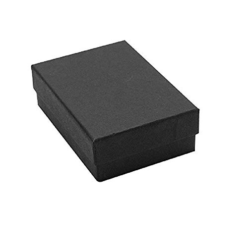 16 Pack Cotton Filled Matte Black Paper Cardboard Jewelry Gift and Retail Boxes 3 X 2 X 1 Inch #32 Size by R J Displays