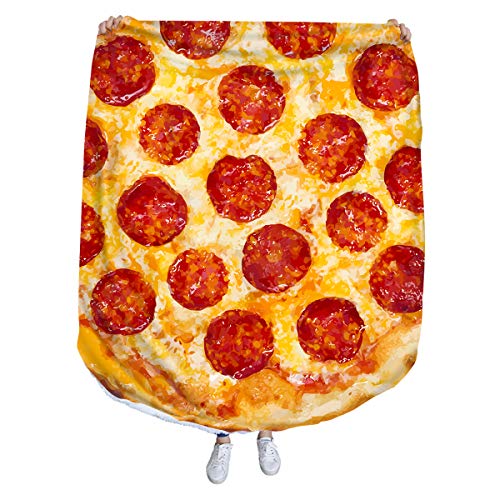 Sleepwish Sherpa Round Throw Blanket Pepperoni Cheese Pizza Pattern Bed Spread Fleece Lined Blanket Blanket Wrap for Kids Lounging Men Women (40 inch)