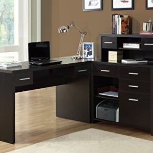 Monarch Specialties Computer Desk L-Shaped - Left or Right Set- Up - Corner Desk with Hutch 60"L (Cappuccino)