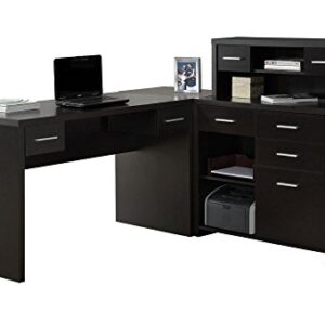 Monarch Specialties Computer Desk L-Shaped - Left or Right Set- Up - Corner Desk with Hutch 60"L (Cappuccino)