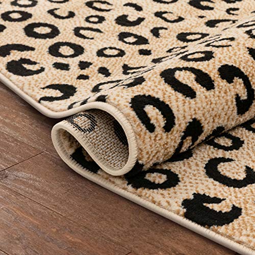 Well Woven Dulcet Leopard Black Ivory Animal Print Area Rug 2' x 7'3" Runner