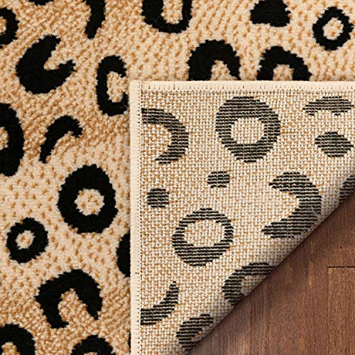 Well Woven Dulcet Leopard Black Ivory Animal Print Area Rug 2' x 7'3" Runner