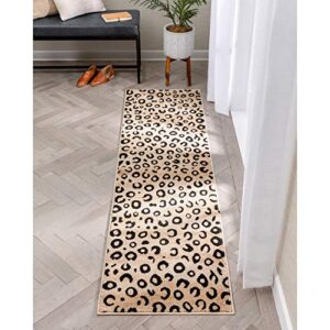 Well Woven Dulcet Leopard Black Ivory Animal Print Area Rug 2' x 7'3" Runner