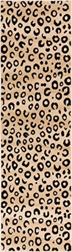 Well Woven Dulcet Leopard Black Ivory Animal Print Area Rug 2' x 7'3" Runner