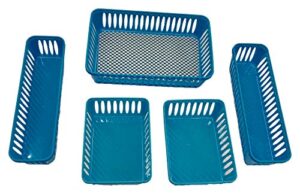 java 10 piece assorted size organizing storage bin baskets set (turquoise)