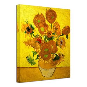 wieco art abstract flowers giclee canvas prints wall art vase with fifteen sunflowers by van gogh classic oil paintings reproduction for home decor modern stretched and framed floral picture artwork