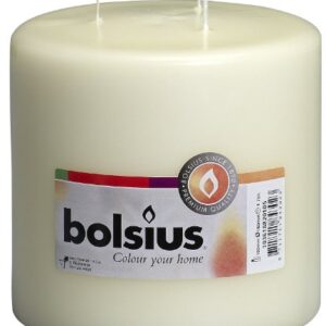 BOLSIUS Three Wick Big Pillar Candle Ivory – 6x6 Inches - Premium European Quality - 75 Hours Burn Time - Relight Unscented Large Pillar Candle - Smooth & Smokeless Flame - Wedding, & Party Candle