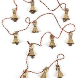 Rastogi Handicrafts Brass Decorative String of 11 Metal Vintage Indian Style Fair Trade Wall Hanging Tiny Bells (1)