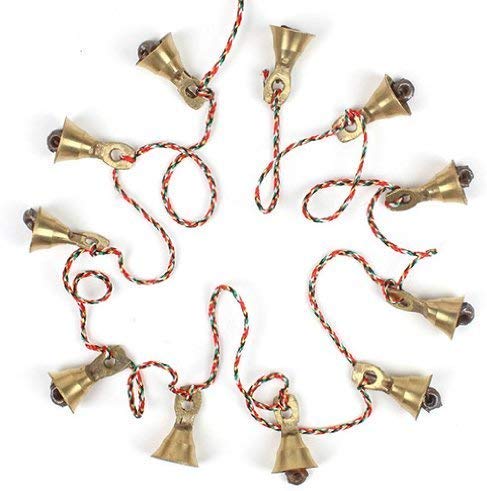 Rastogi Handicrafts Brass Decorative String of 11 Metal Vintage Indian Style Fair Trade Wall Hanging Tiny Bells (1)