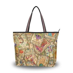 my daily women tote shoulder bag tarot cards vintage handbag large