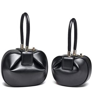 mn&sue fashion designer women’s genuine leather top handle handbag evening bag party prom wedding purse (normal, black)