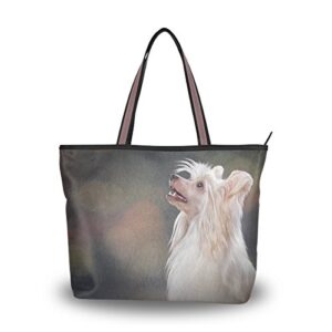 my daily women tote shoulder bag chinese crested dog handbag large