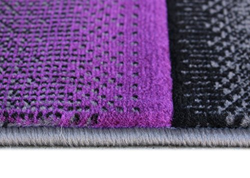 Masada Rugs, Modern Contemporary Area Rug, Purple Grey Black (5 Feet X 7 Feet)