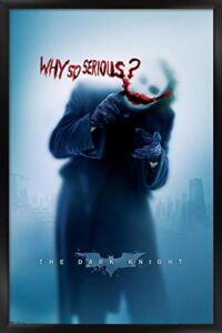 trends international dc comics – the dark knight – the joker – why so serious wall poster, 22.375″ x 34″, black framed version
