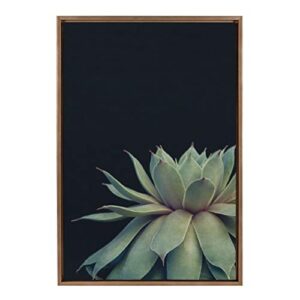 kate and laurel sylvie succulent plant framed canvas wall art, botanical green with black background, 23×33 gold