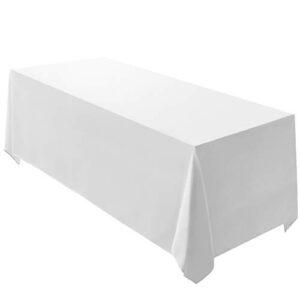 surmente tablecloth 90 * 156-inch rectangular polyester table cloth，dining table cover for weddings, banquets, or restaurants indoor and outdoor(white)