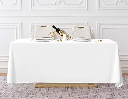 Surmente Tablecloth 90 * 156-inch Rectangular Polyester Table Cloth，Dining Table Cover for Weddings, Banquets, or Restaurants Indoor and Outdoor(White)