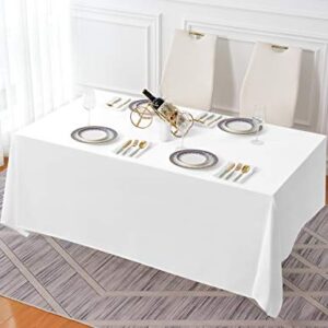 Surmente Tablecloth 90 * 156-inch Rectangular Polyester Table Cloth，Dining Table Cover for Weddings, Banquets, or Restaurants Indoor and Outdoor(White)