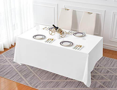 Surmente Tablecloth 90 * 156-inch Rectangular Polyester Table Cloth，Dining Table Cover for Weddings, Banquets, or Restaurants Indoor and Outdoor(White)