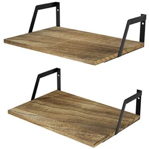 sriwatana floating shelves wall mounted set of 2 rustic wood shelves with large capacity(carbonized black)