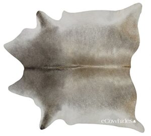 ecowhides grey palomino brazilian cowhide area rug, cowskin leather hide for home living room (xxl) 8 x 7 ft