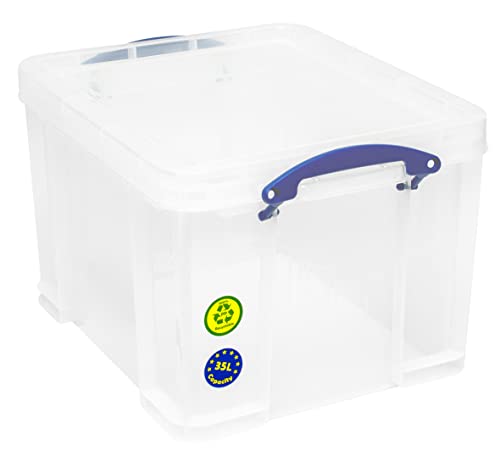 Really Useful Storage Box 35 Litre Clear with 2 x Large Dividers