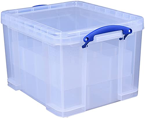 Really Useful Storage Box 35 Litre Clear with 2 x Large Dividers