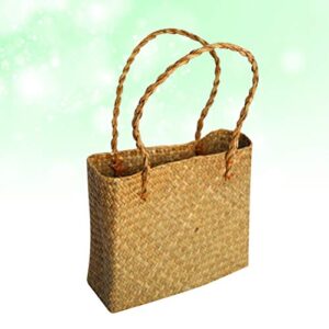 FENICAL Women Summer Straw Bag Casual Rattan Woven Beach Bag Large Capacity Tote Handmade Women Shoulder Bag