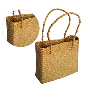 FENICAL Women Summer Straw Bag Casual Rattan Woven Beach Bag Large Capacity Tote Handmade Women Shoulder Bag