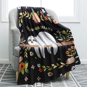jekeno sloth print throw blanket smooth and soft blanket kid baby for sofa chair bed office travelling camping 50″x60″