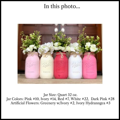 Set of 5 - Painted Distressed Mason Jars - Choose Pint 16 oz or Quart 32 oz, You Choose Jar Colors, Artificial Flowers Optional, Mason Jar Centerpiece Set, Boho Chic Baby Shower Centerpiece for Girls