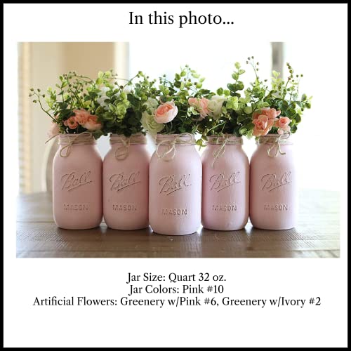 Set of 5 - Painted Distressed Mason Jars - Choose Pint 16 oz or Quart 32 oz, You Choose Jar Colors, Artificial Flowers Optional, Mason Jar Centerpiece Set, Boho Chic Baby Shower Centerpiece for Girls