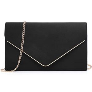 dasein ladies’ velvet evening clutch handbag formal party clutch for women with chain strap (black)