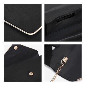 Dasein Ladies' Velvet Evening Clutch Handbag Formal Party Clutch For Women With Chain Strap (Black)