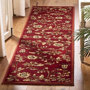 safavieh lyndhurst collection 2’3″ x 8′ red / multi lnh552 traditional floral non-shedding living room entryway foyer hallway bedroom runner rug