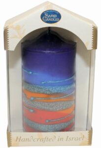 majestic giftware sc-rbps-b safed pillar havdalah candle, 2 by 4-inch, rainbow blue