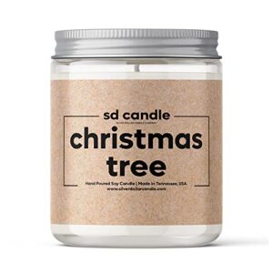 fresh cut christmas tree scented candle 8oz hand-poured 100% soy wax by silver dollar candle co