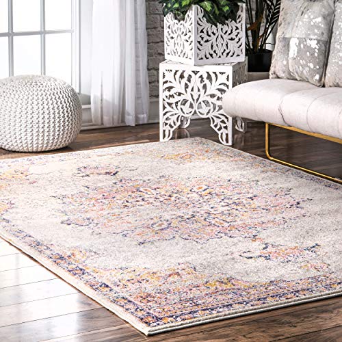 nuLOOM Leola Vintage Medallion Area Rug, 5' x 7' 5", Orange