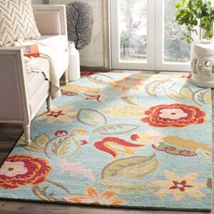 safavieh blossom collection 3′ x 5′ blue/multi blm675a handmade premium wool area rug