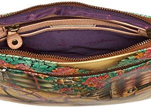 Anuschka Women’s Hand Painted Genuine Leather Expandable Travel Crossbody - Vintage Bike